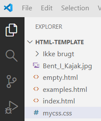 Visning af mappe i Visual Studio Code
